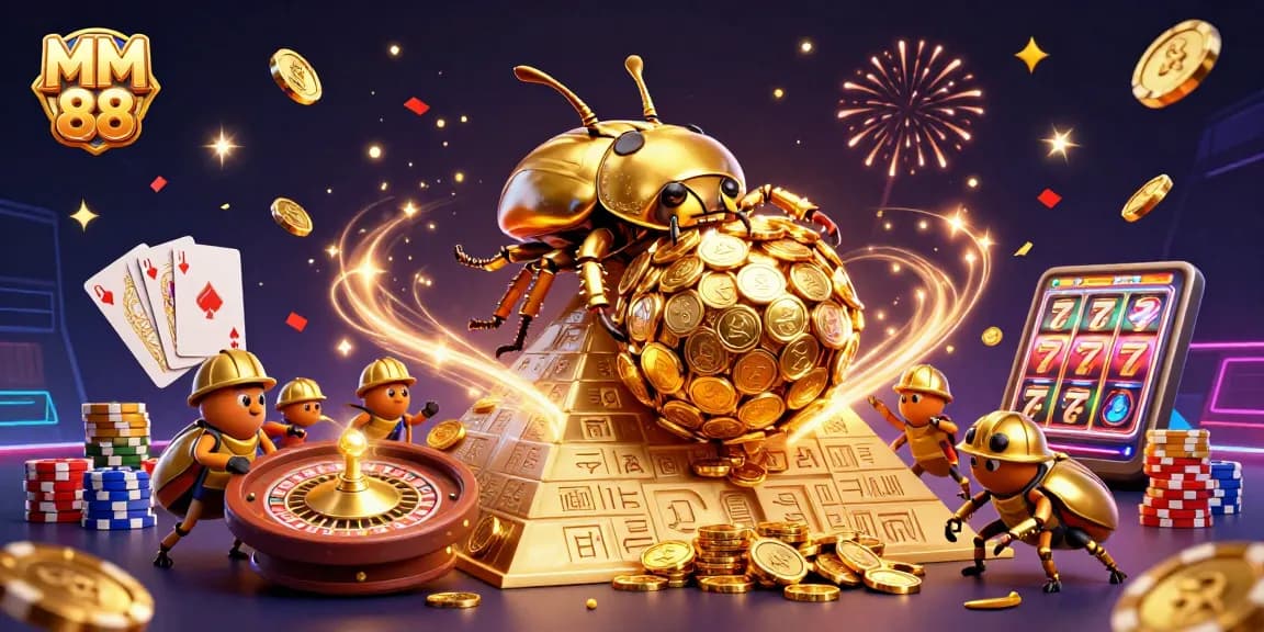 Experience the excitement of MM 88 with vibrant casino elements in this stunning illustration.