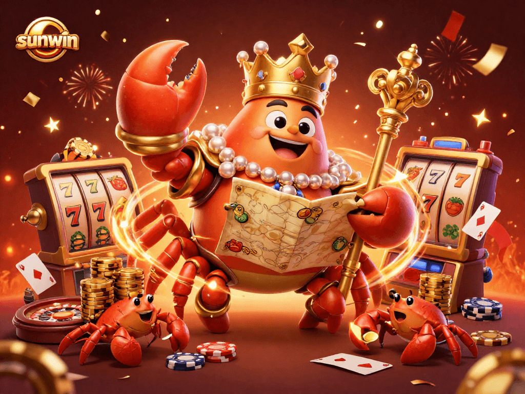 Win big with sunwin as a golden crab emperor showcases vibrant casino elements.