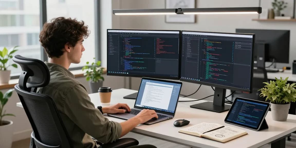 WPS Download on a modern software developer's screen in a bright workspace