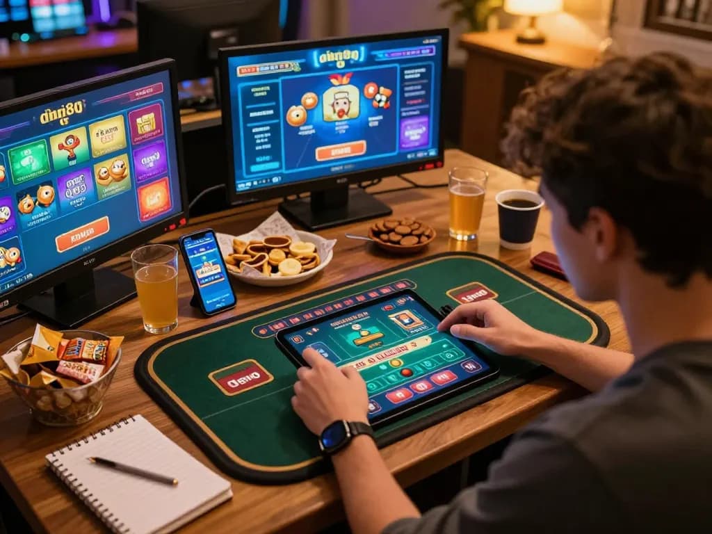 Engaging user playing live dealer games on dn88 mobile interface with cozy snacks.
