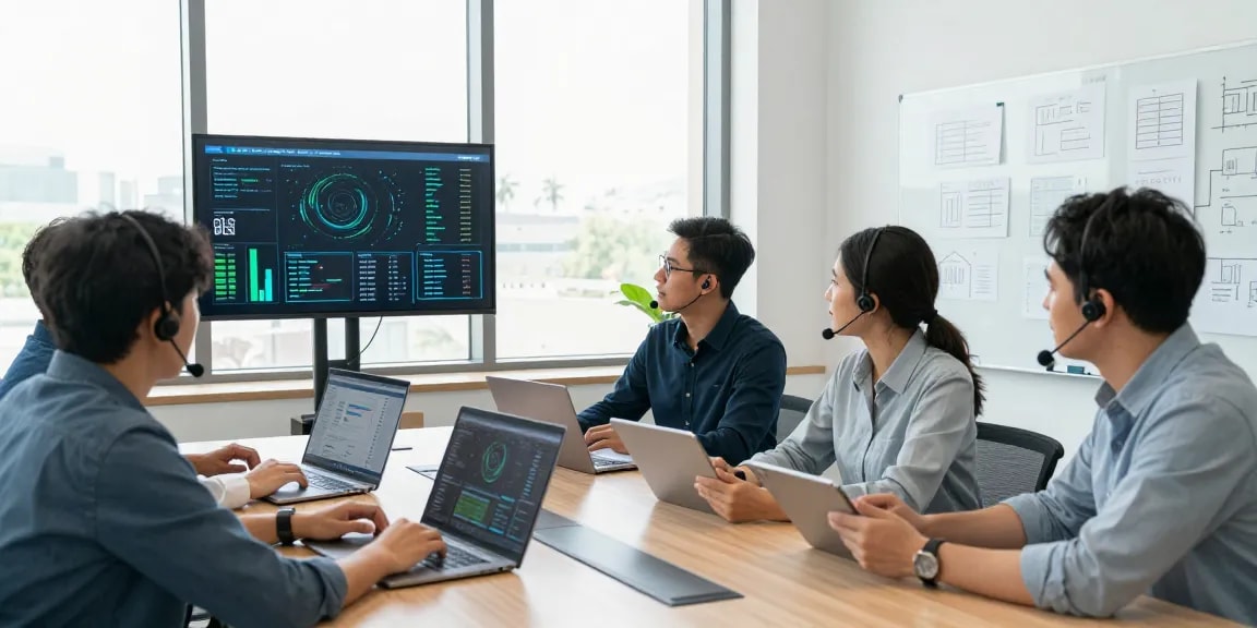 IT support for small business team collaboration in modern office environment.