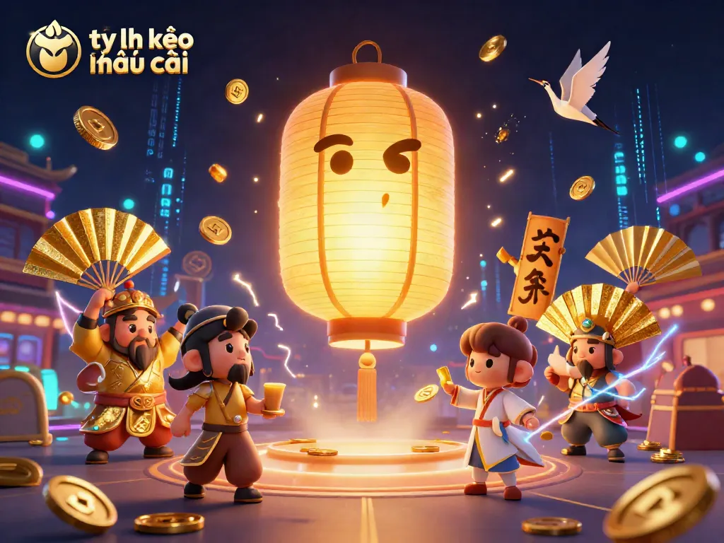 Experience thrilling tỷ lệ kèo nhà cái action at a vibrant night market casino with magical characters and game elements.