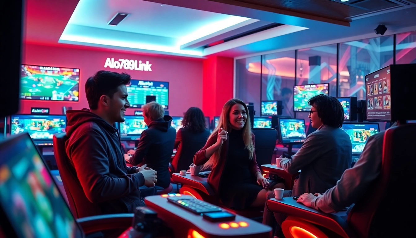 Alo789 Link gaming session with diverse players in a vibrant online betting environment.