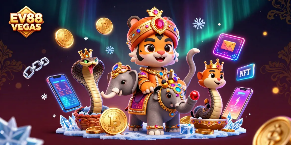 Engage in thrilling gaming adventures at EV88 VEGAS with this vibrant 3D casino illustration.