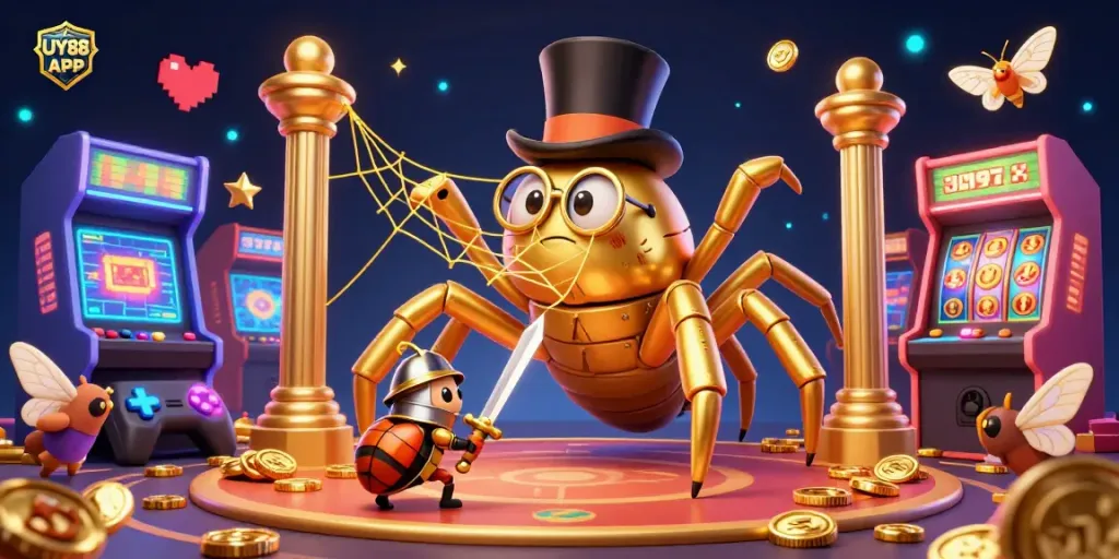 Experience the UY88 APP excitement with vibrant 3D casino elements and characters bringing thrill to bettors.