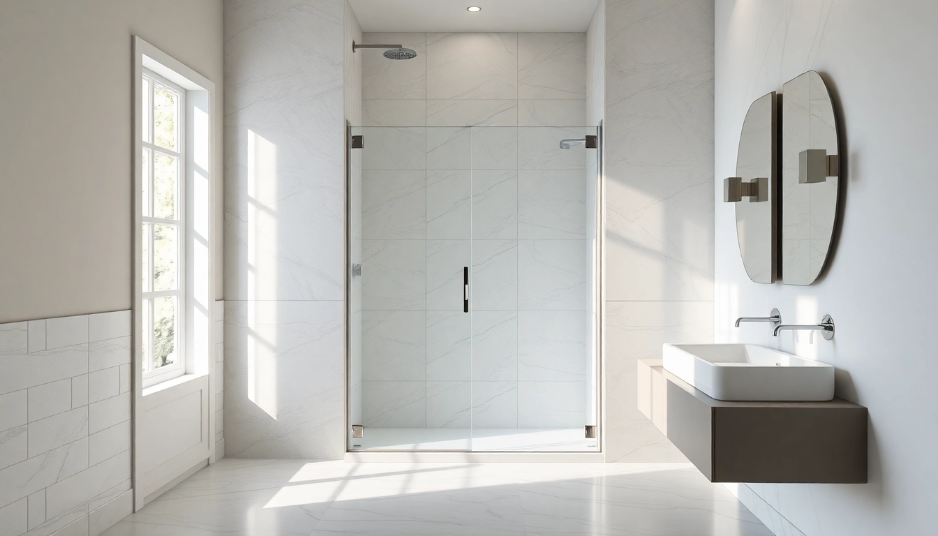 Showcase a sleek shower screen sliding door in a modern bathroom setting for a contemporary look.