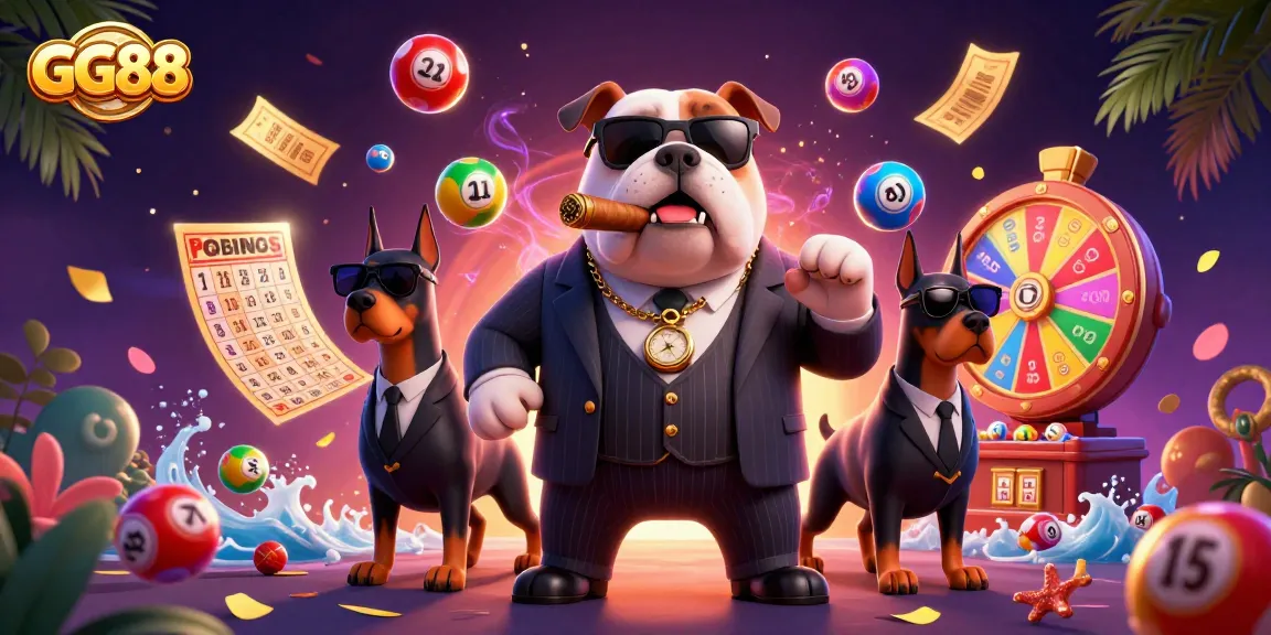 Experience thrilling gambling action with GG88 featuring a mafia bulldog and dynamic gaming elements.