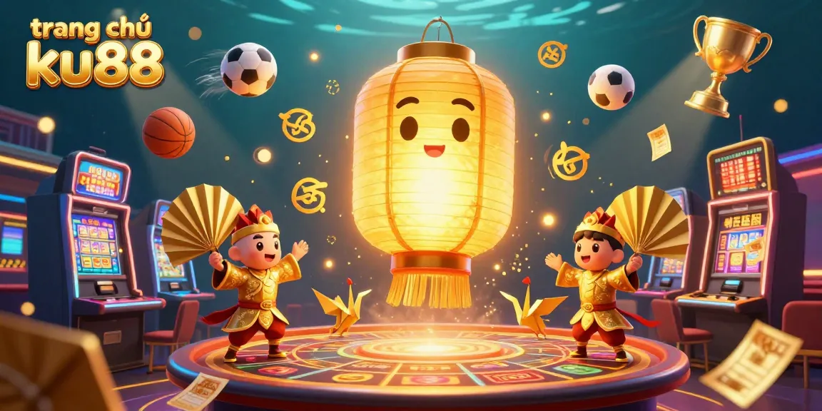 Engage with the thrilling trang chủ ku88 scene featuring a glowing lantern spirit and vibrant casino elements for an exciting betting experience.