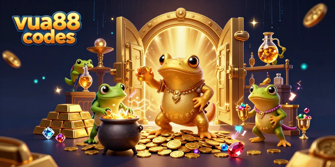 Experience thrilling wins with vua88 codes in a vibrant 3D fantasy casino scene filled with gold coins.