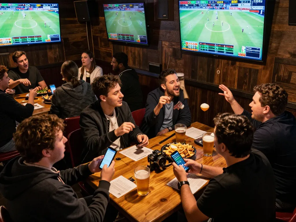 Engaging sports betting moment at https://lc88.co.com/ with fans strategizing their bets.