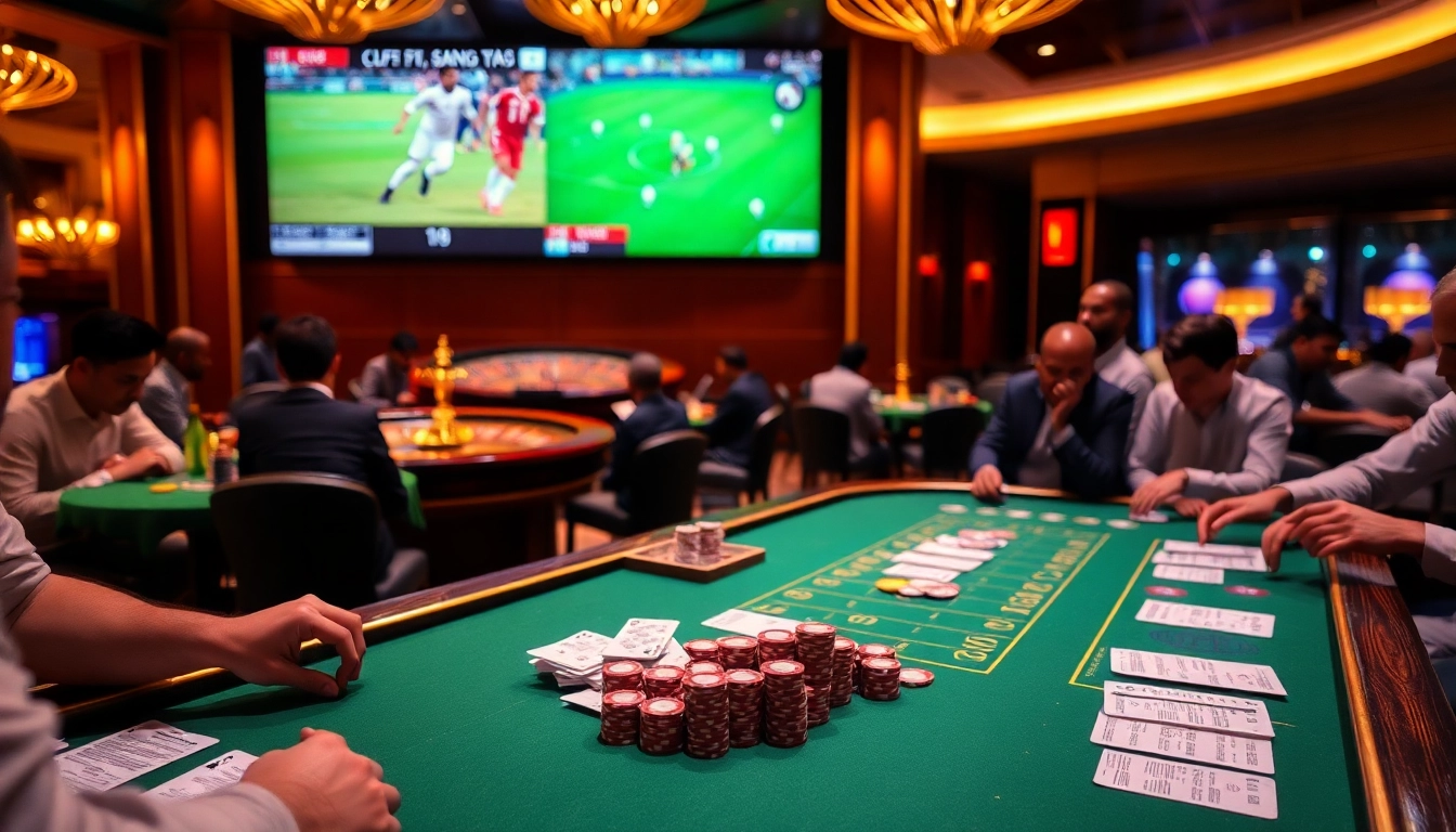 Experience the excitement of trực tiếp bóng đá Châu Phi alongside high-stakes gambling in this vibrant casino scene.