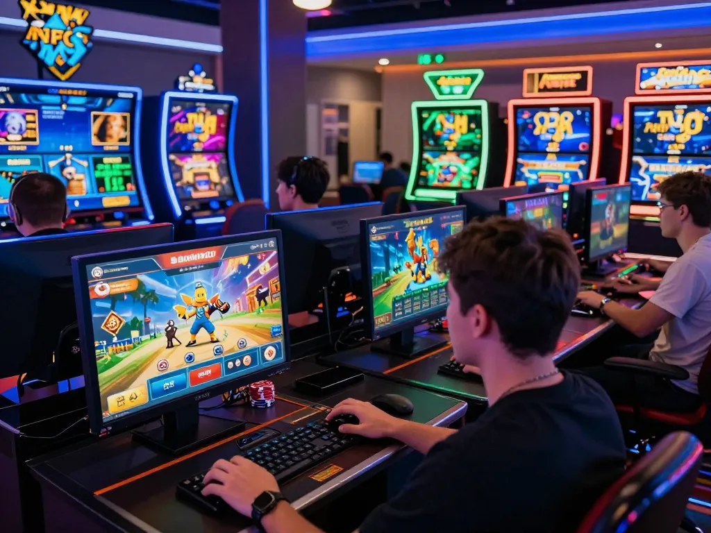 Players engaged in online gaming on the sunwin20 platform, showcasing vibrant digital interfaces and immersive atmosphere.