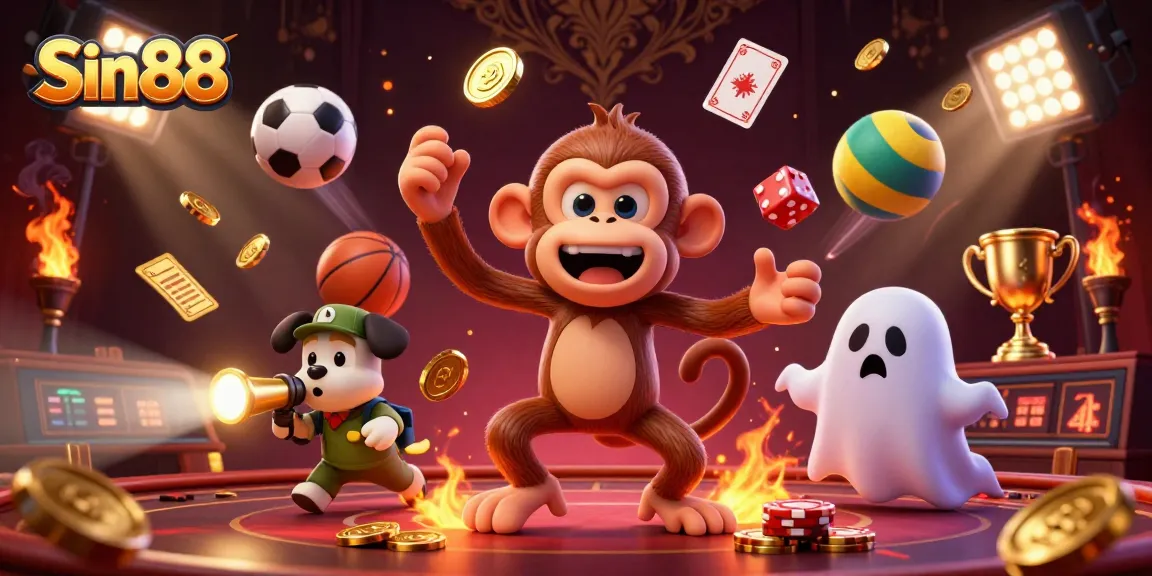 Experience the excitement and strategy of gambling with Sin88 in a captivating 3D casino illustration.