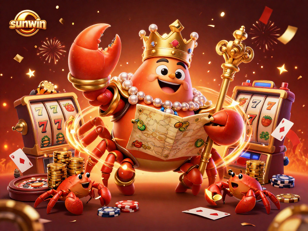 Win big with sunwin as a golden crab emperor showcases vibrant casino elements.