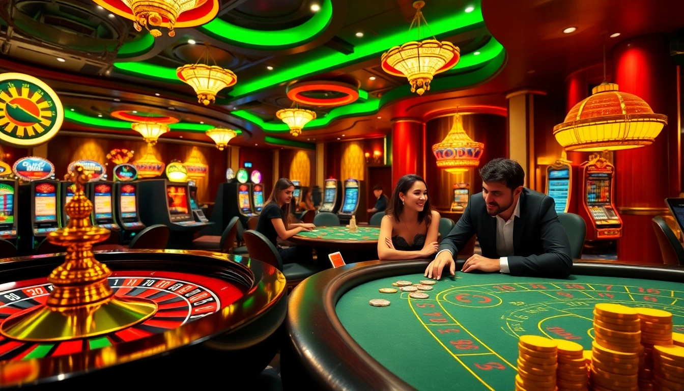 Experience the thrill of gambling at 39BET with vibrant casino tables and engaged players.