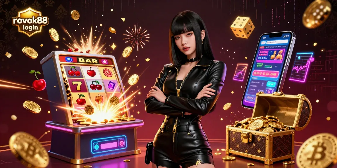 Experience winning strategies with rokok88 login in a vibrant 3D digital casino scene filled with jackpots and energy.