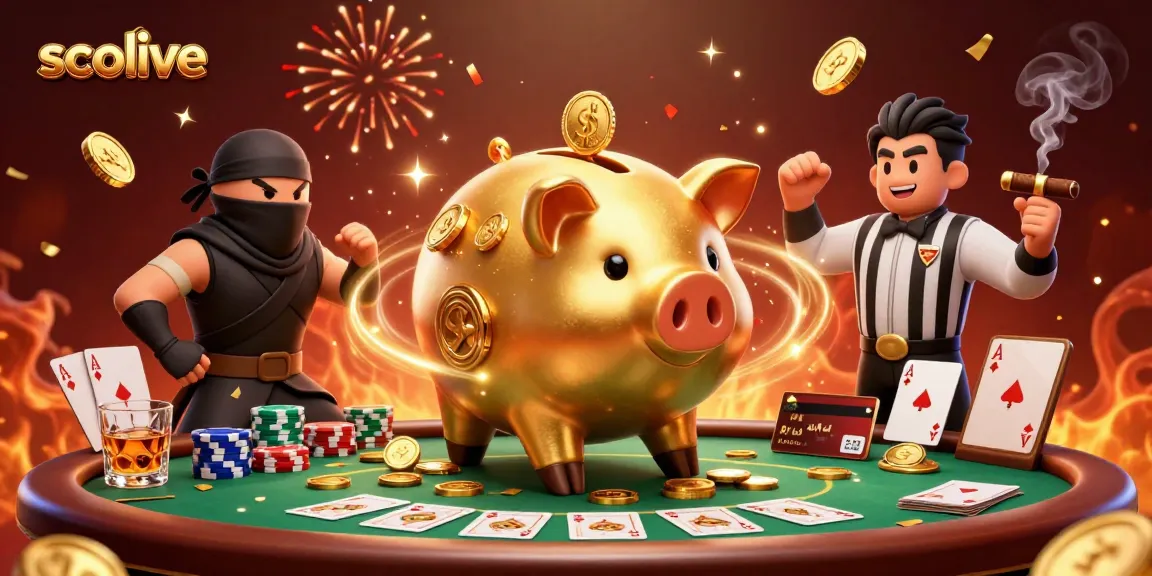 Join the excitement on Socolive as a sumo wrestler shakes coins, surrounded by gaming action!