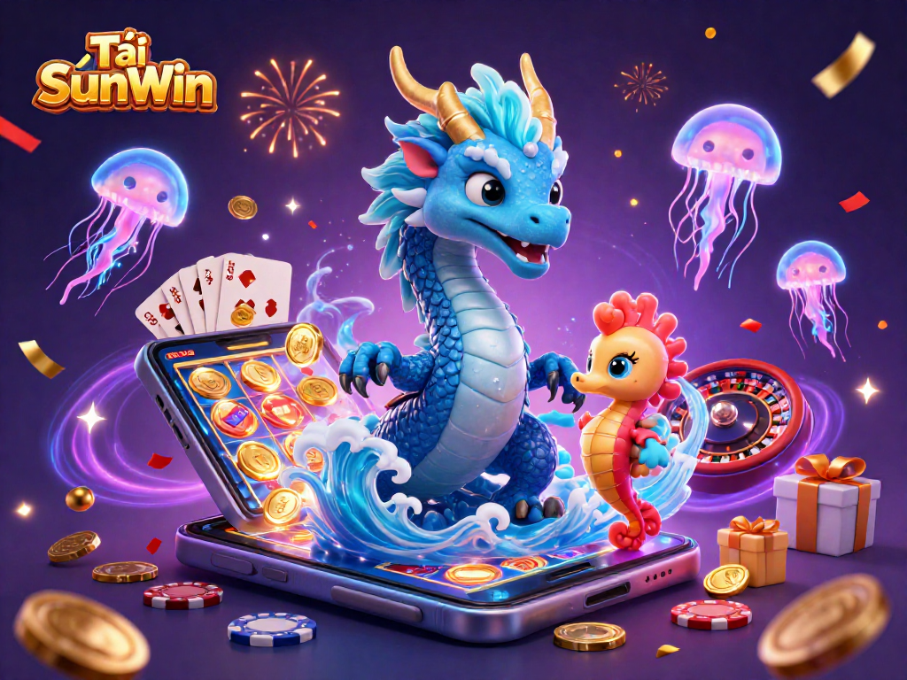 Tải SunWin and immerse in an exciting casino adventure with vibrant characters and jackpot elements.