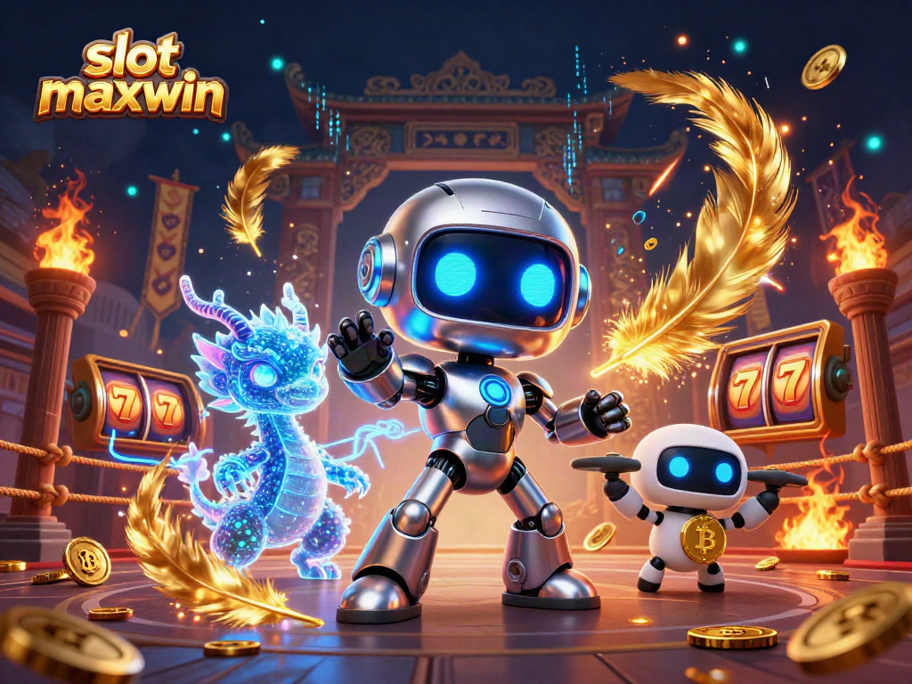 Spin to win with slot maxwin in this vibrant 3D casino scene featuring exciting characters and elements.