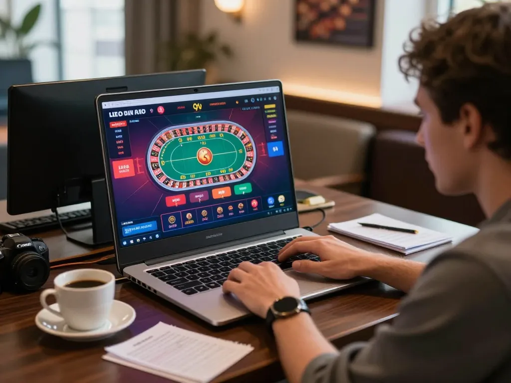 Engaging scene of online gaming at trang chủ 32win, highlighting a player interacting with live dealer games.