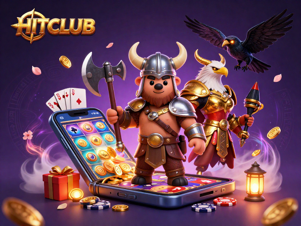 Engage in thrilling gaming action at HITCLUB with vibrant characters and dynamic slot games.