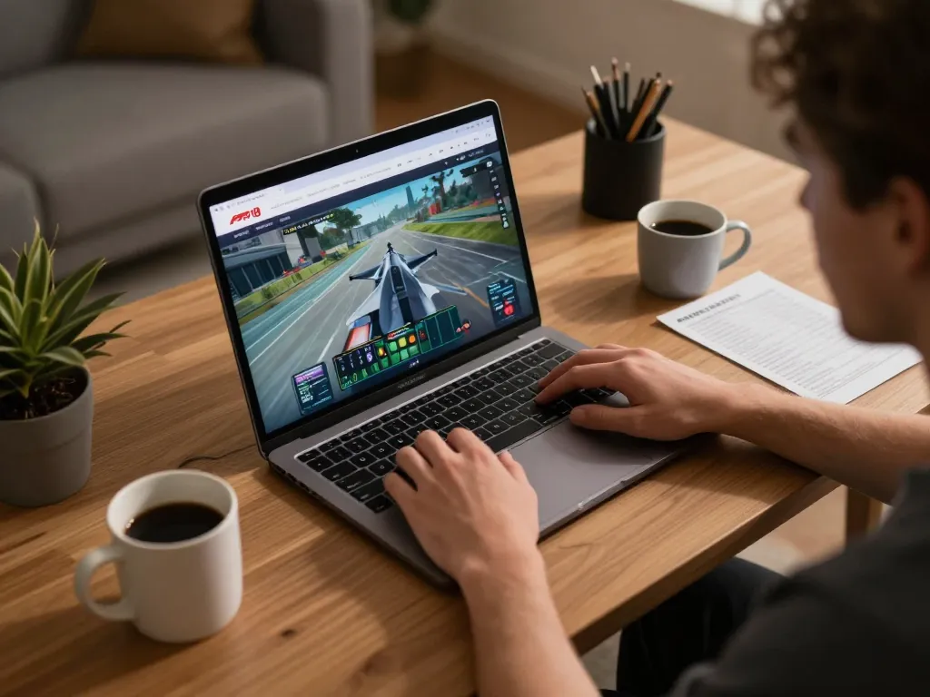 Player enjoying online gambling at f168.osaka with engaging gameplay on laptop and strategic notes.