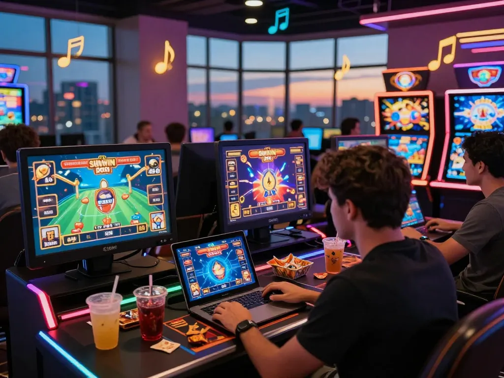 Player enjoying the sunwin20 online gaming experience in a vibrant casino environment.