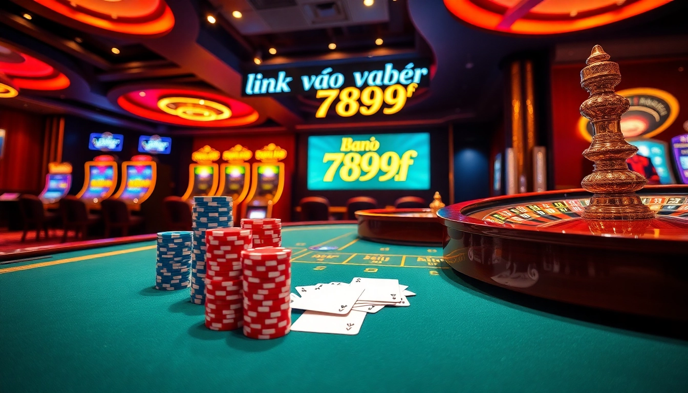 Experience the thrill of online gaming with link vào 789f at the vibrant casino tables filled with chips and cards.