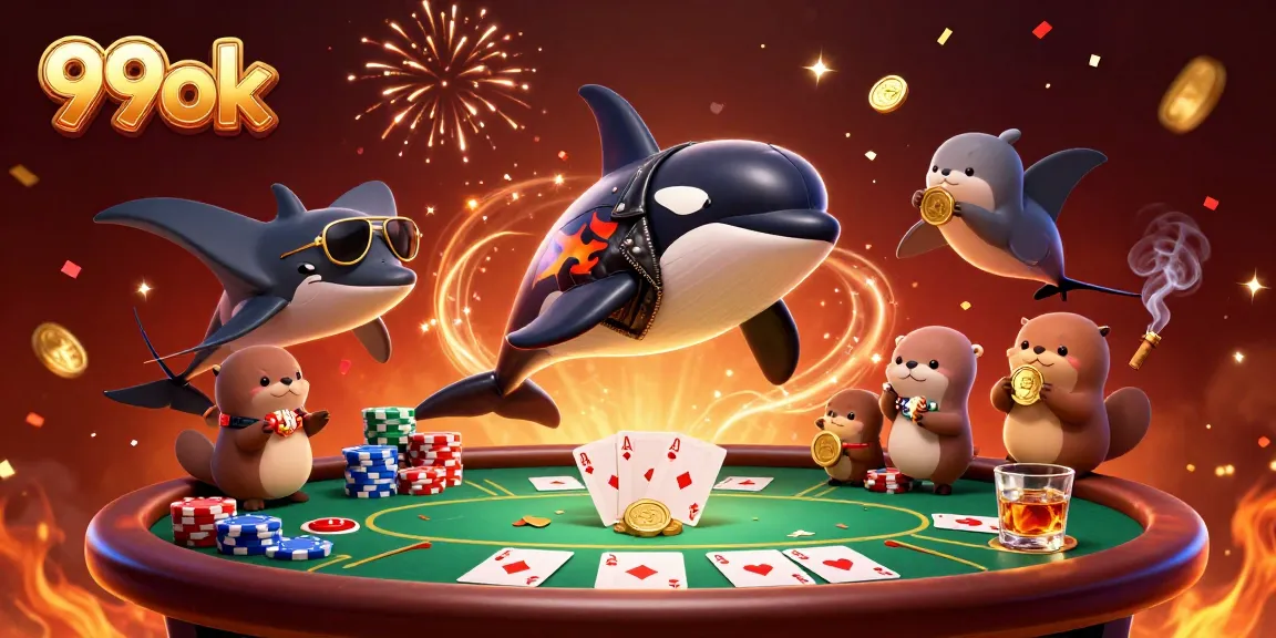 Engage in exciting 99ok gameplay surrounded by vibrant casino elements and fun characters.