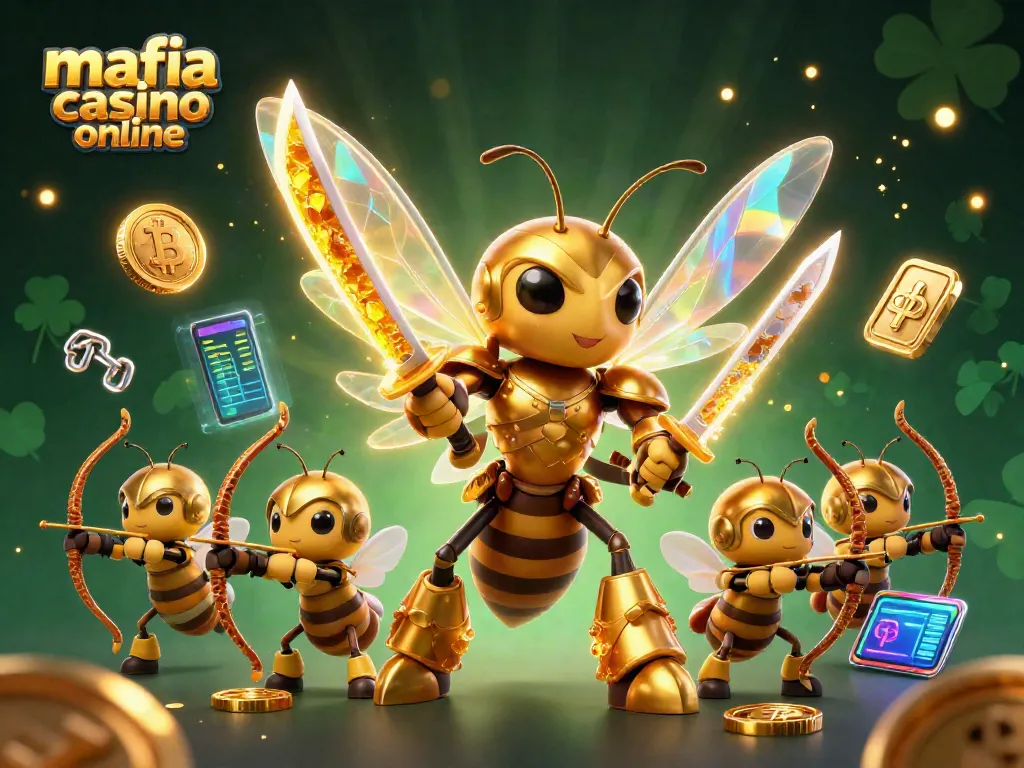 Experience the thrill of mafia casino online with dynamic characters and vibrant crypto elements in a rich 3D illustration.