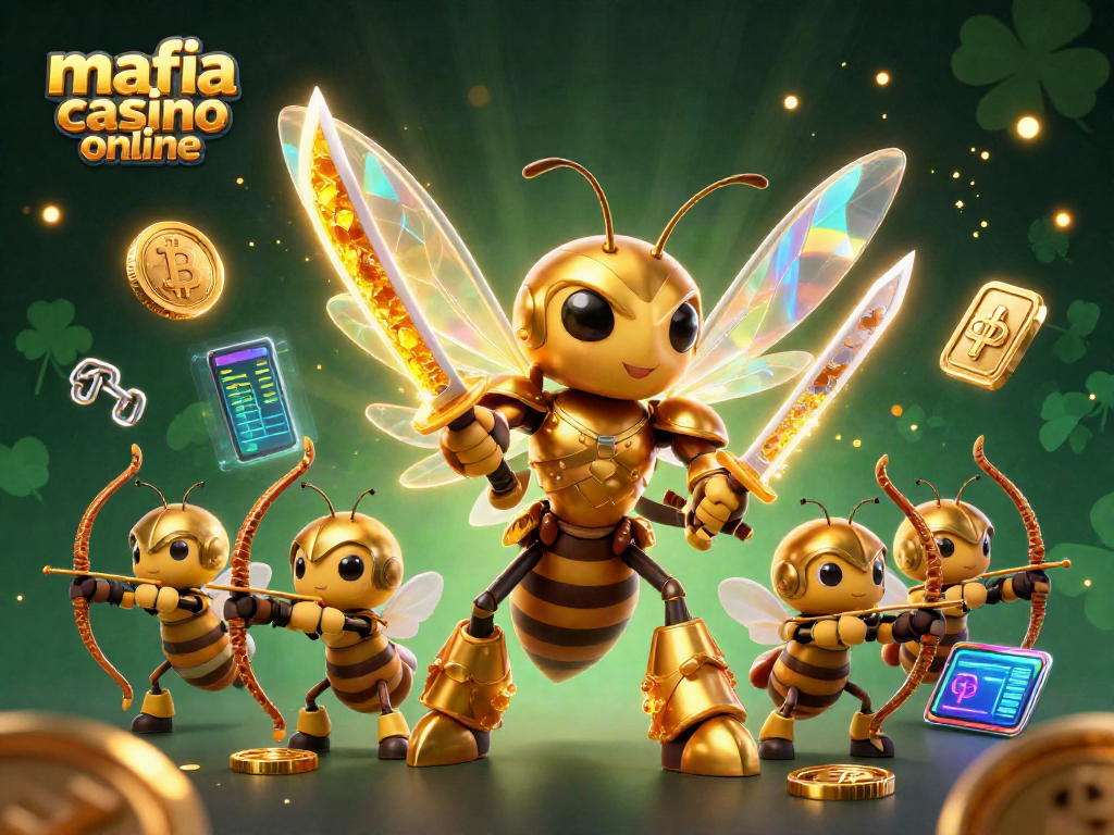 Experience the thrill of mafia casino online with dynamic characters and vibrant crypto elements in a rich 3D illustration.