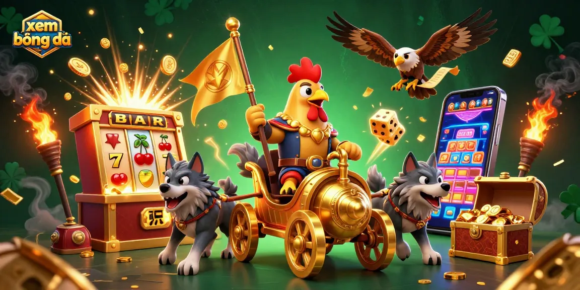 Xem bóng đá with a vibrant 3D illustration showcasing vibrant casino elements and character dynamics.