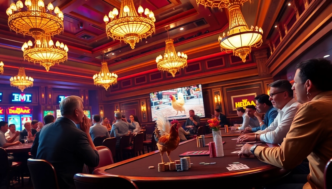 Live chicken fight at https://dagatructiepp.casino/ showcasing the excitement of high-stakes gambling.